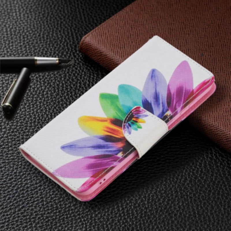 Leren Hoesje Voor Huawei P50 Bloem Aquarel