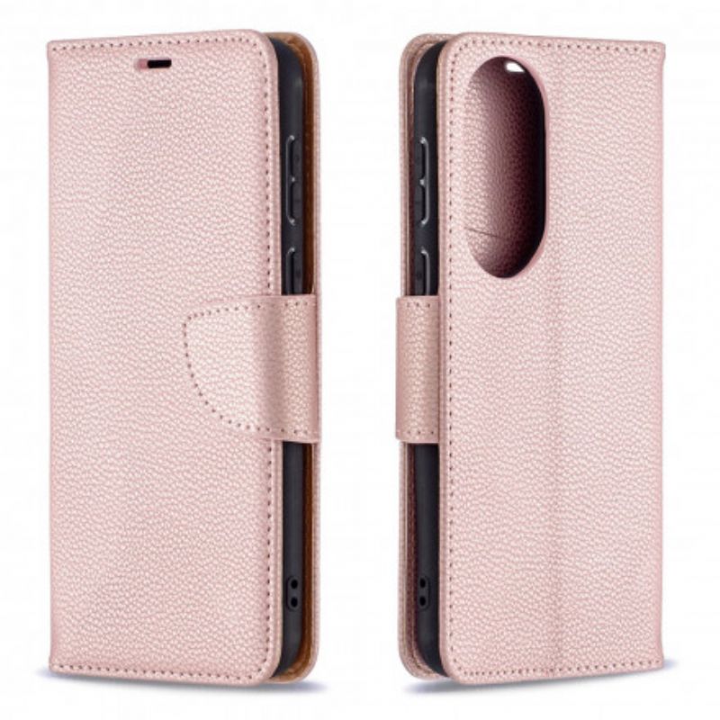 Leren Hoesje Voor Huawei P50 Lychee Flap Schuin