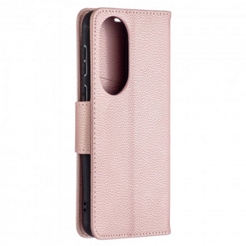 Leren Hoesje Voor Huawei P50 Lychee Flap Schuin