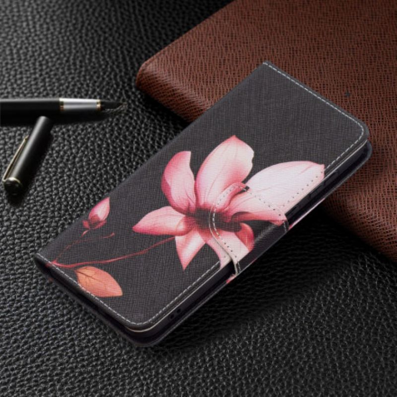 Leren Hoesje Voor Huawei P50 Roze Bloem