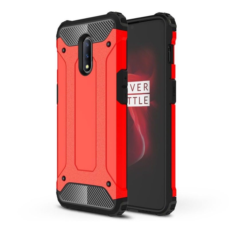 Cover Hoesje OnePlus 7 Rood Zwart Telefoonhoesje Overlevende