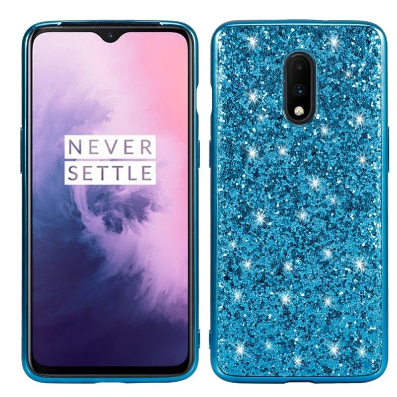 Hoesje OnePlus 7 Rood Zwart Premium Glitter