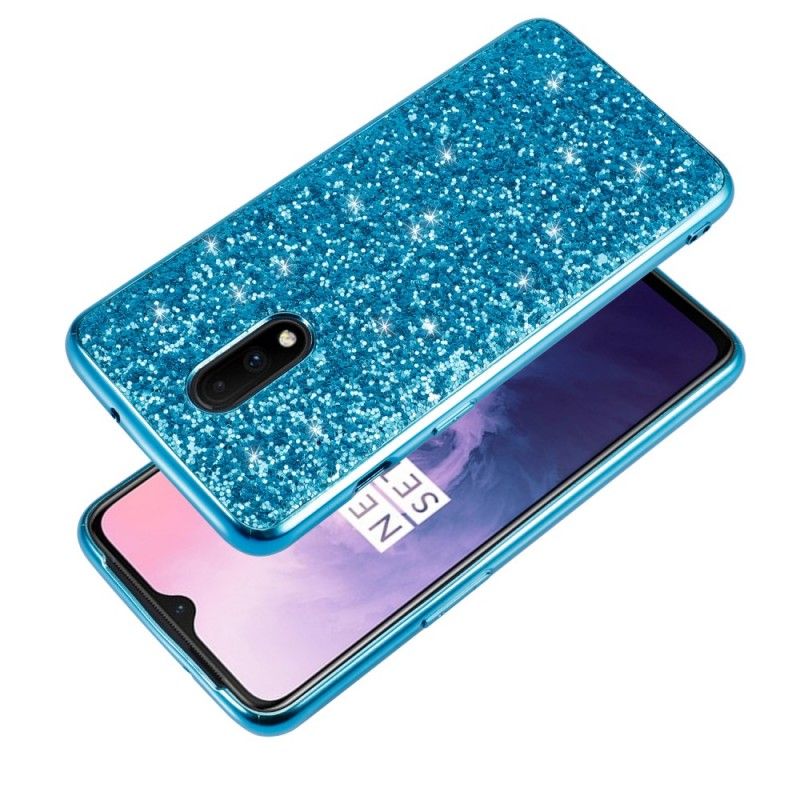 Hoesje OnePlus 7 Rood Zwart Premium Glitter