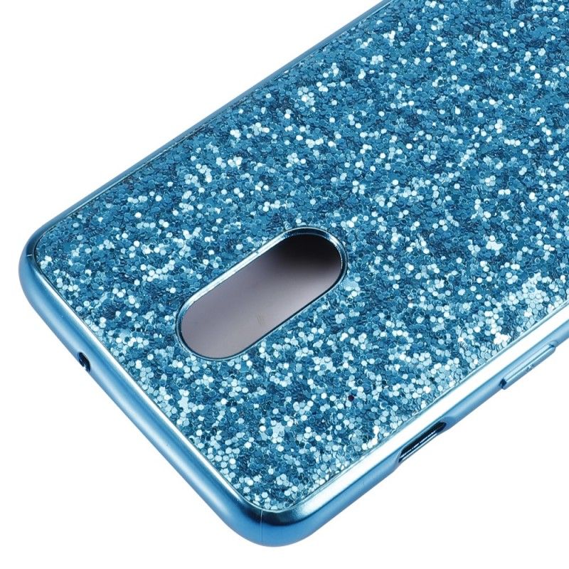 Hoesje OnePlus 7 Rood Zwart Premium Glitter