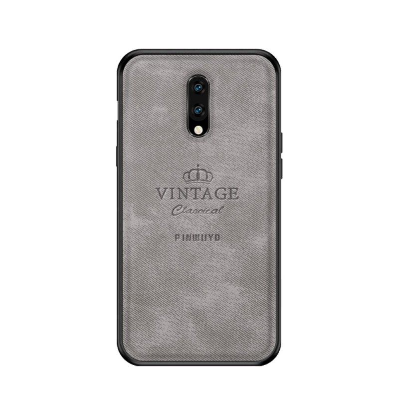 Hoesje voor OnePlus 7 Grijs Zwart Eervolle Vintage Pinwuyo