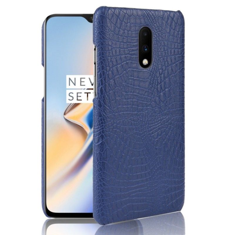 Hoesje voor OnePlus 7 Wit Zwart Effect Van Krokodillenhuid