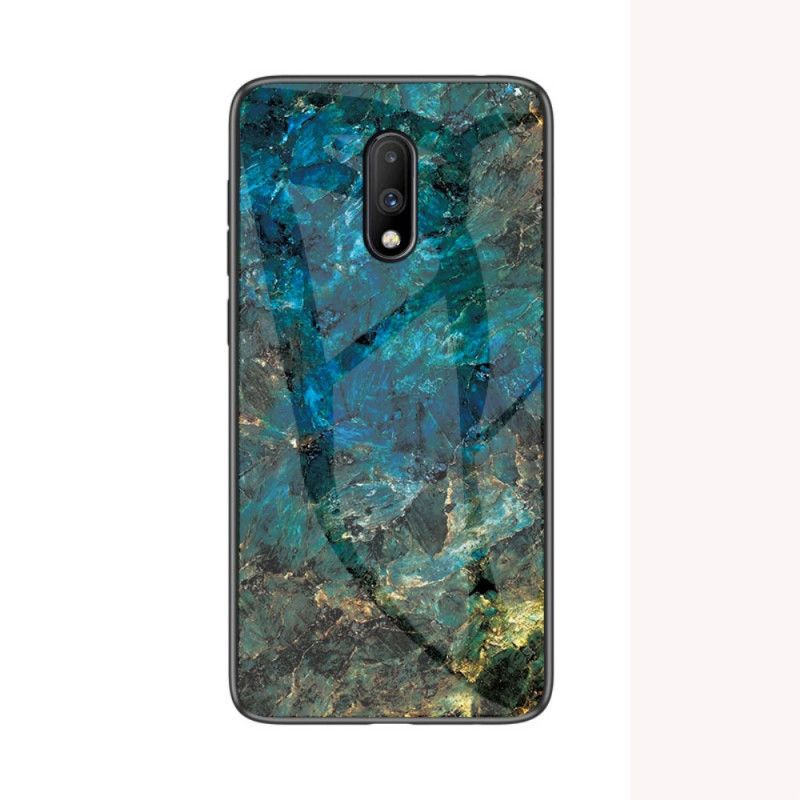 Hoesje voor OnePlus 7 Wit Zwart Premumkleuren Van Gehard Glas