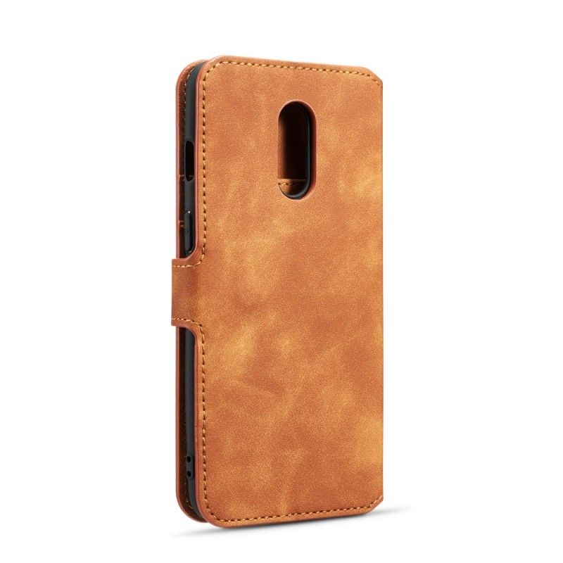 Leren Hoesje voor OnePlus 7 Grijs Zwart Dg. Retro Ming