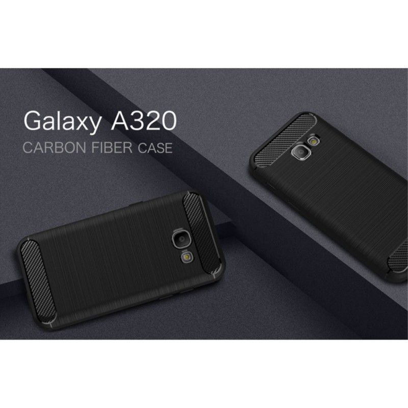 Hoesje Samsung Galaxy A3 2017 Rood Zwart Geborsteld Koolstofvezel