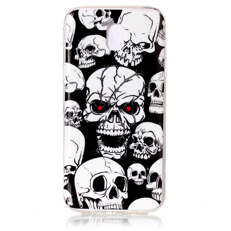 Cover Hoesje Samsung Galaxy J7 2017 Telefoonhoesje Aandacht Fluorescerende Schedels