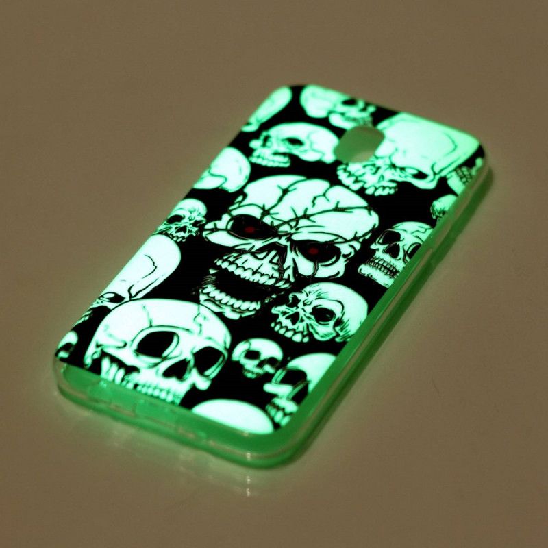 Cover Hoesje Samsung Galaxy J7 2017 Telefoonhoesje Aandacht Fluorescerende Schedels