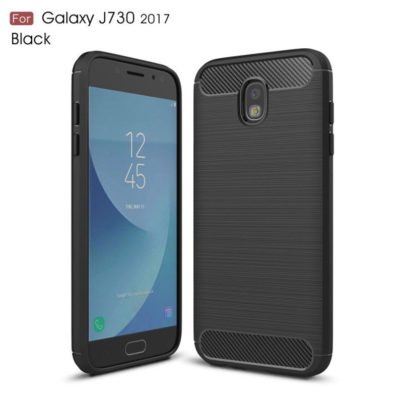 Hoesje Samsung Galaxy J7 2017 Rood Zwart Geborsteld Koolstofvezel