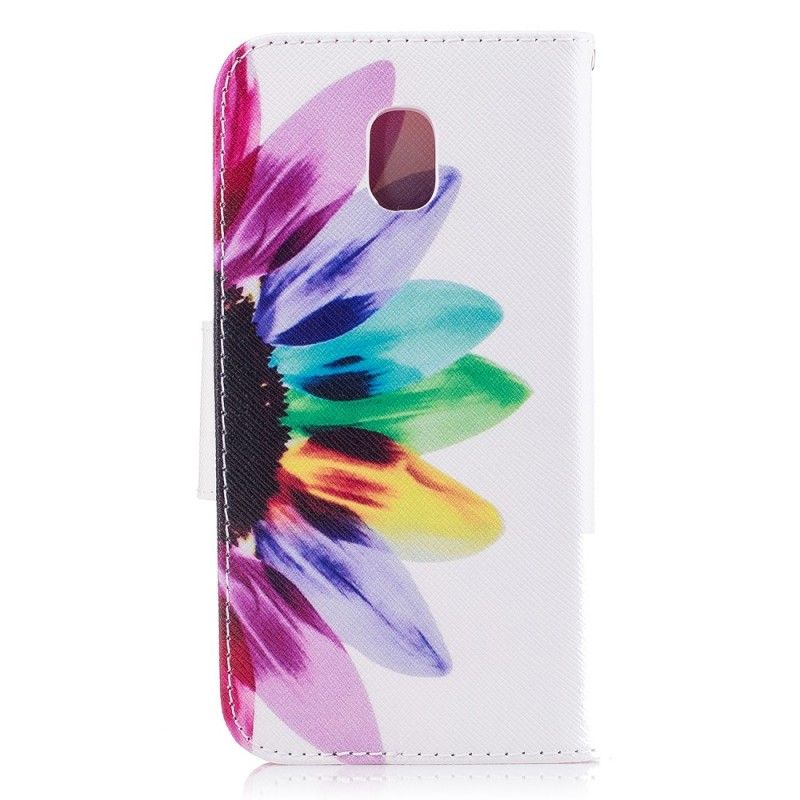 Leren Hoesje voor Samsung Galaxy J7 2017 Aquarelbloem