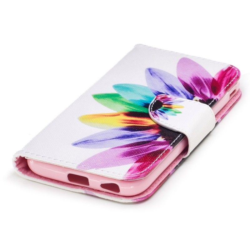 Leren Hoesje voor Samsung Galaxy J7 2017 Aquarelbloem