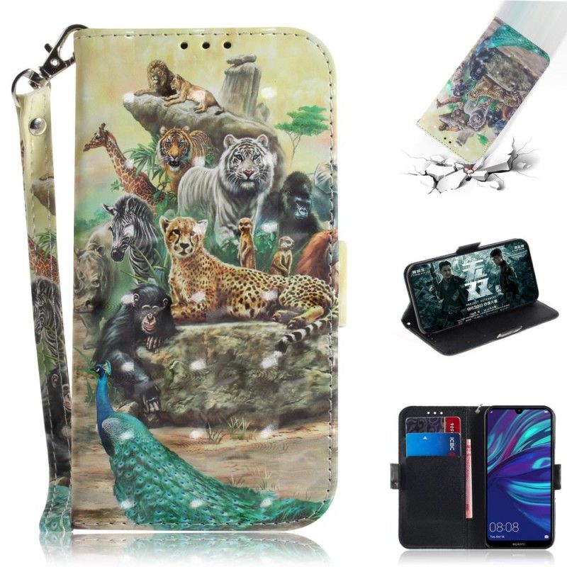 Bescherming Hoesje Huawei P30 Lite Telefoonhoesje String Safari Dieren