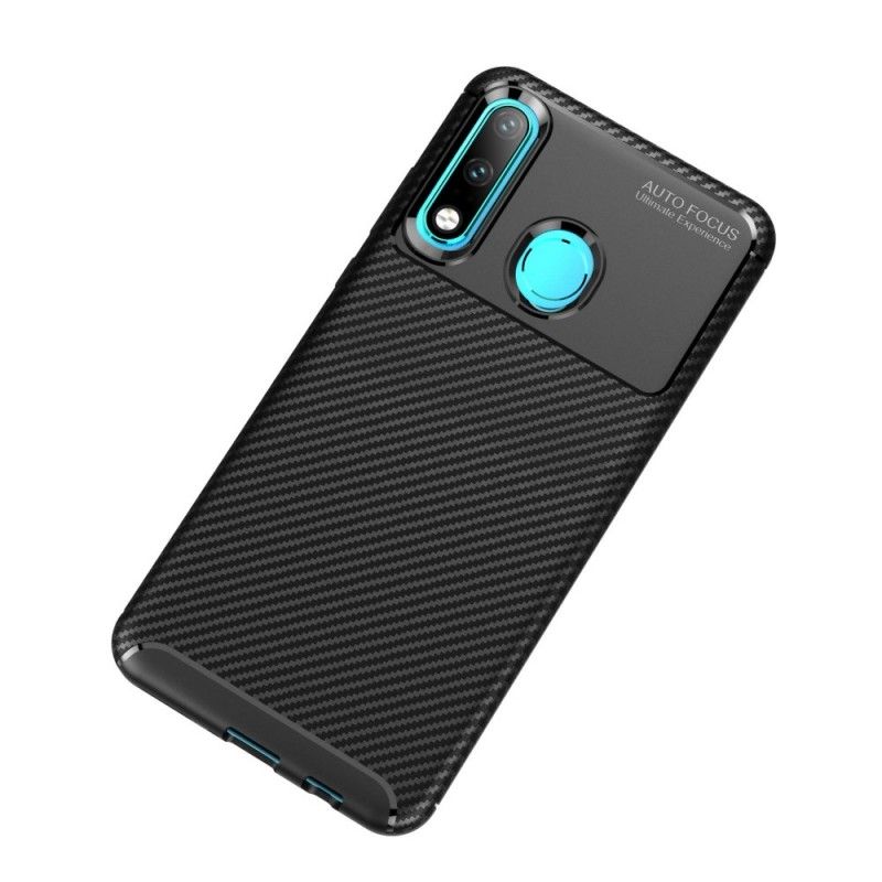 Case Hoesje Huawei P30 Lite Donkerblauw Zwart Telefoonhoesje Flexibele Koolstofvezeltextuur