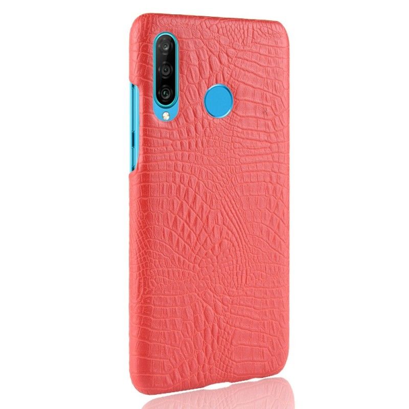 Case Hoesje Huawei P30 Lite Rood Zwart Telefoonhoesje Krokodillenhuideffect