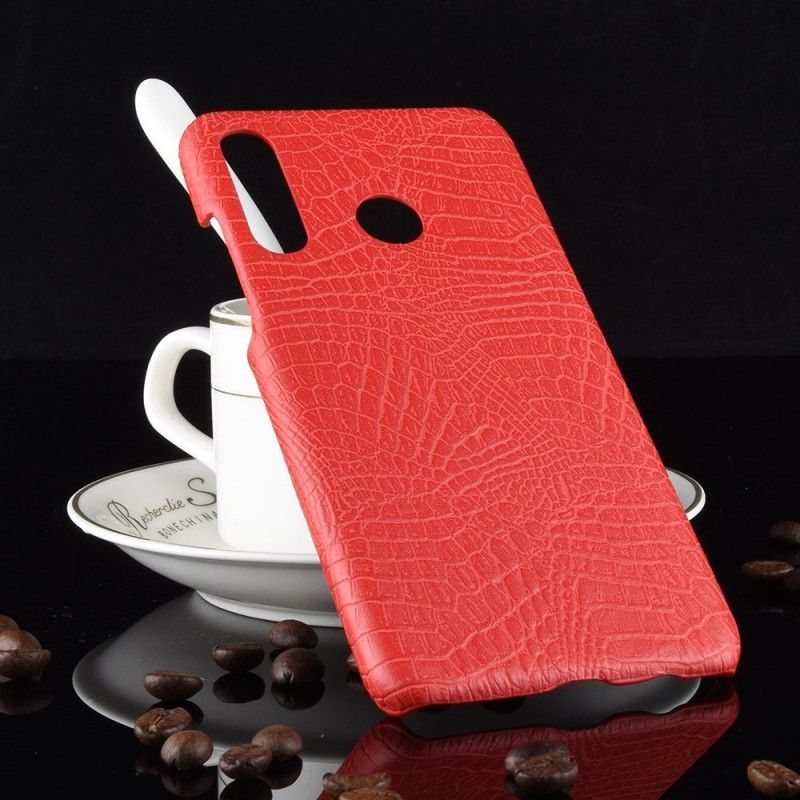 Case Hoesje Huawei P30 Lite Rood Zwart Telefoonhoesje Krokodillenhuideffect