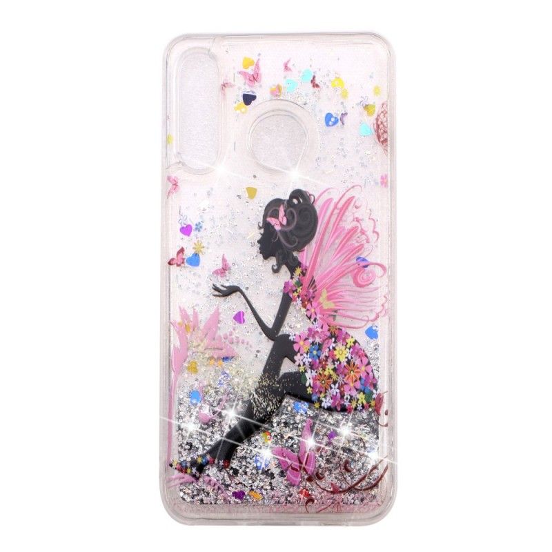 Case Hoesje Huawei P30 Lite Telefoonhoesje Transparante Bloemenfee Glitters