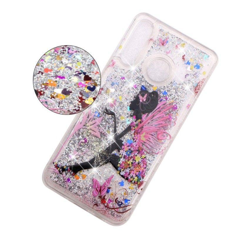 Case Hoesje Huawei P30 Lite Telefoonhoesje Transparante Bloemenfee Glitters