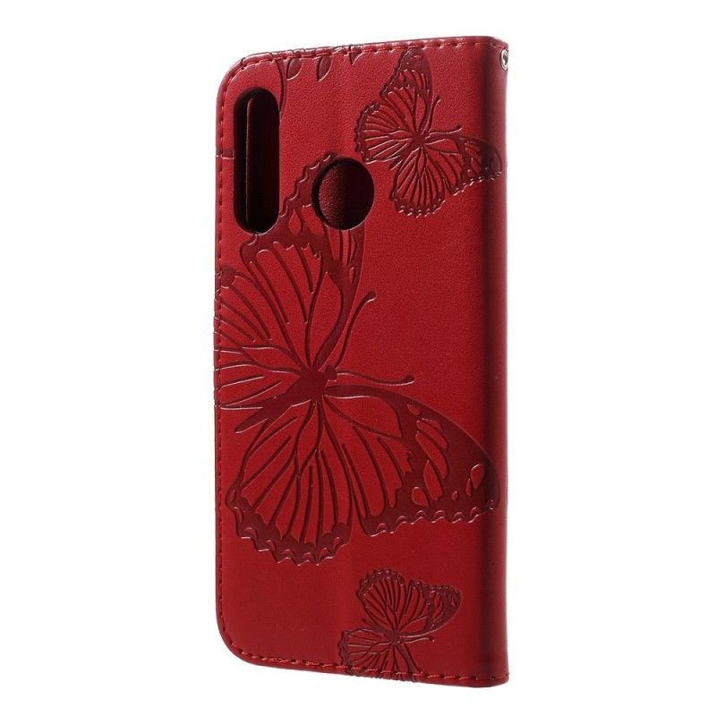 Cover Folio-hoesje Huawei P30 Lite Geel Rood Telefoonhoesje Reuze String Vlinders