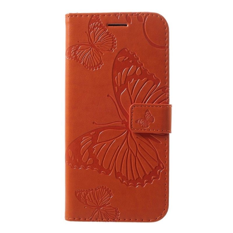 Cover Folio-hoesje Huawei P30 Lite Geel Rood Telefoonhoesje Reuze String Vlinders