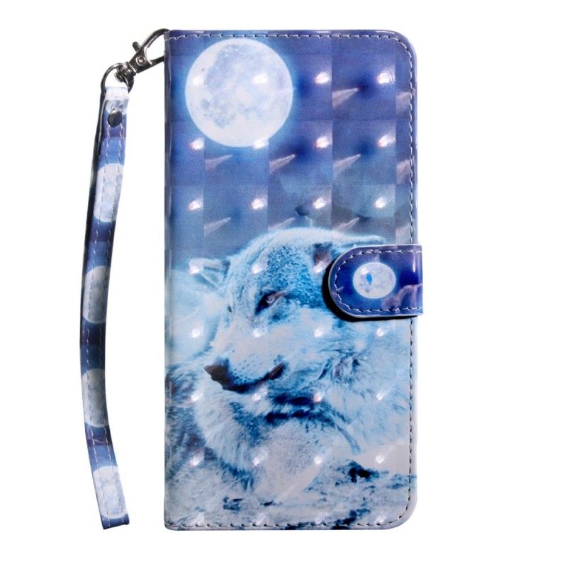 Cover Folio-hoesje Huawei P30 Lite Telefoonhoesje Wolf In Maanlicht