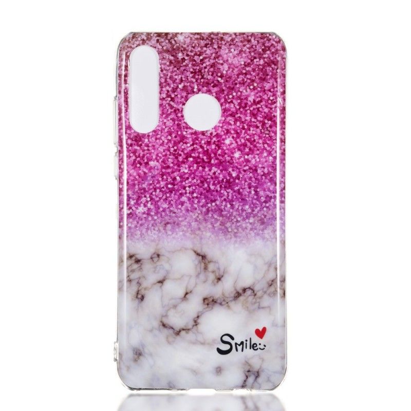 Cover Hoesje Huawei P30 Lite Telefoonhoesje Marmeren Glitter En Glimlach