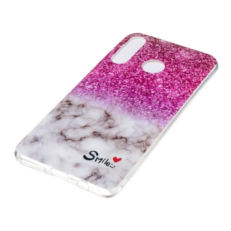 Cover Hoesje Huawei P30 Lite Telefoonhoesje Marmeren Glitter En Glimlach