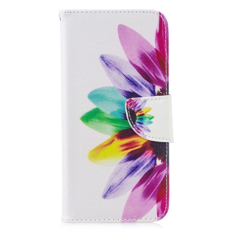 Flip Case Leren Huawei P30 Lite Aquarelbloem