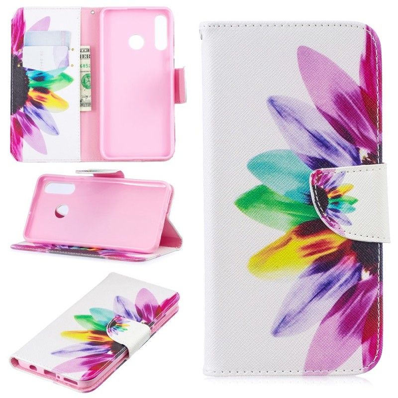 Flip Case Leren Huawei P30 Lite Aquarelbloem