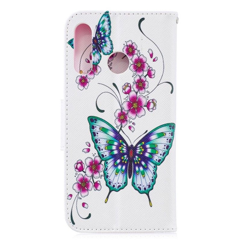 Flip Case Leren Huawei P30 Lite Prachtige Vlinders