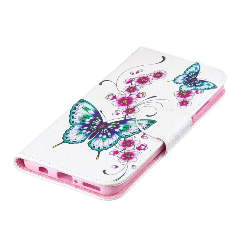 Flip Case Leren Huawei P30 Lite Prachtige Vlinders