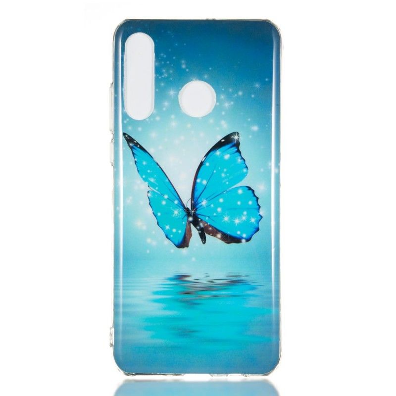 Hoesje Huawei P30 Lite Fluorescerende Blauwe Vlinder