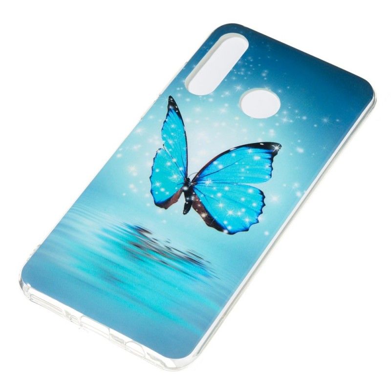 Hoesje Huawei P30 Lite Fluorescerende Blauwe Vlinder