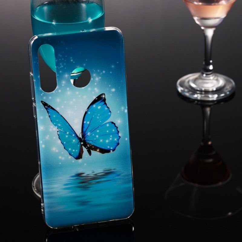 Hoesje Huawei P30 Lite Fluorescerende Blauwe Vlinder