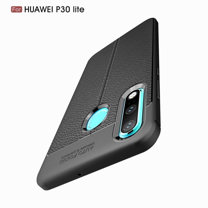 Hoesje Huawei P30 Lite Rood Zwart Dubbellijns Lychee Leereffect