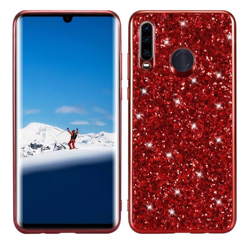 Hoesje Huawei P30 Lite Rood Zwart Ik Ben Glitter