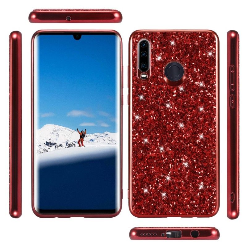 Hoesje Huawei P30 Lite Rood Zwart Ik Ben Glitter