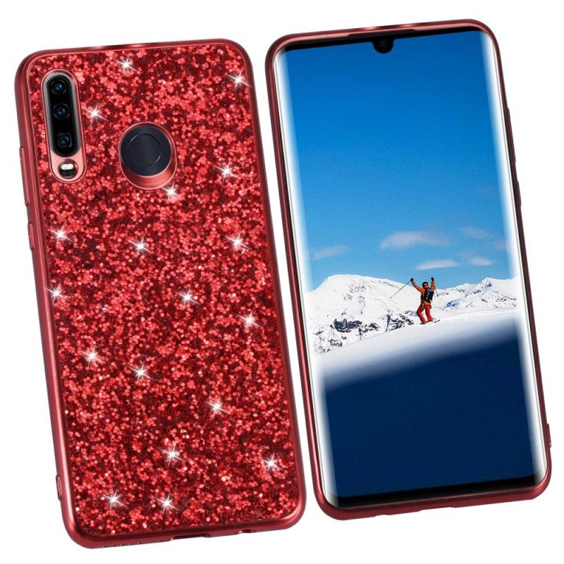 Hoesje Huawei P30 Lite Rood Zwart Ik Ben Glitter