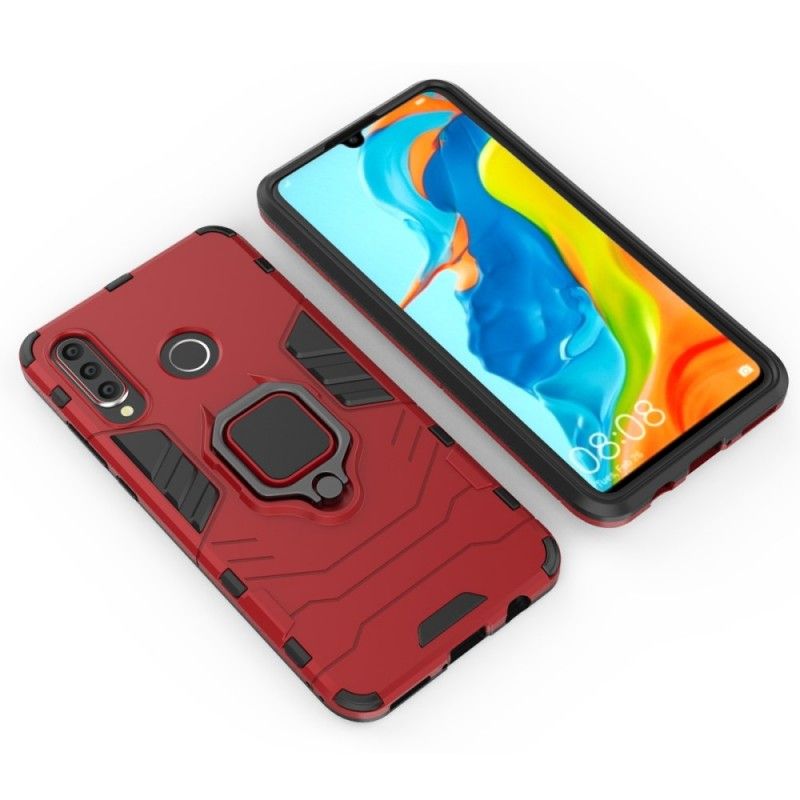 Hoesje Huawei P30 Lite Rood Zwart Resistente Ring