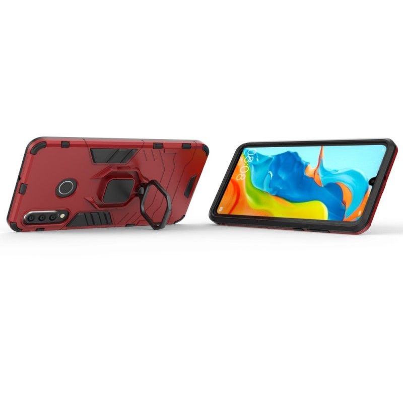 Hoesje Huawei P30 Lite Rood Zwart Resistente Ring