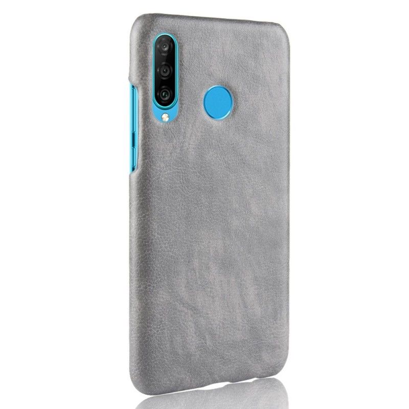 Hoesje voor Huawei P30 Lite Grijs Zwart Lychee Leereffect