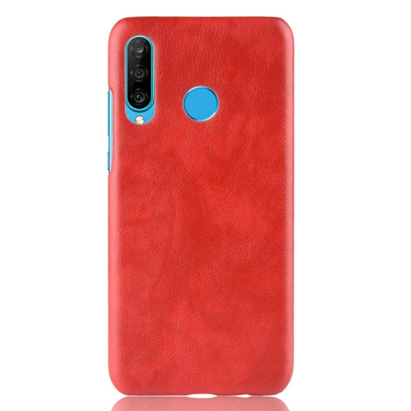 Hoesje voor Huawei P30 Lite Grijs Zwart Lychee Leereffect