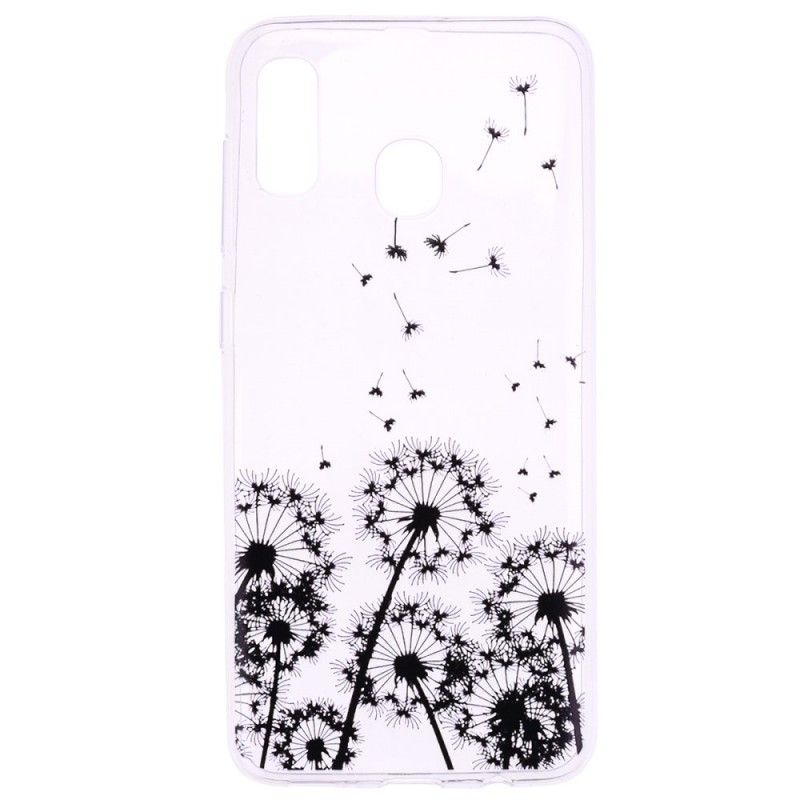 Hoesje voor Huawei P30 Lite Transparant Zwarte Paardebloemen