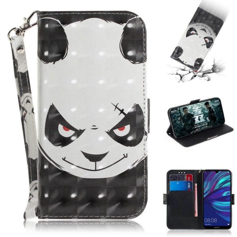 Leren Hoesje Huawei P30 Lite Boze Panda Met String