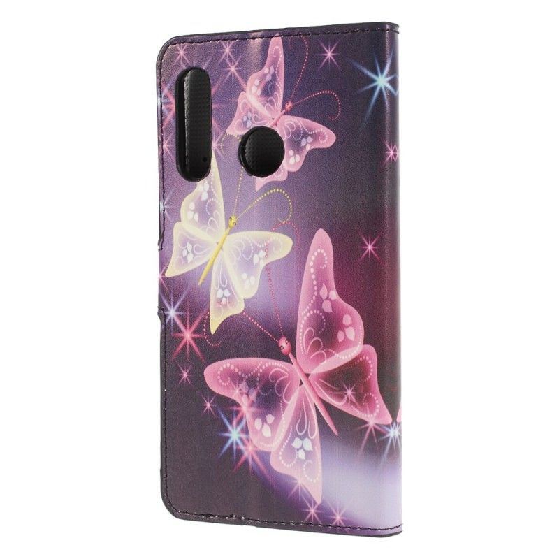 Leren Hoesje Huawei P30 Lite Neon Vlinders