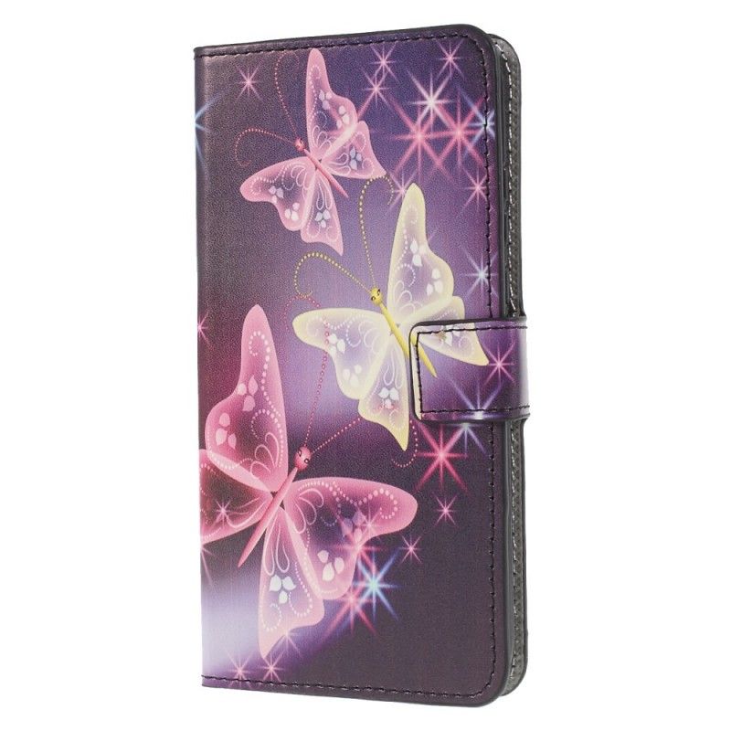 Leren Hoesje Huawei P30 Lite Neon Vlinders