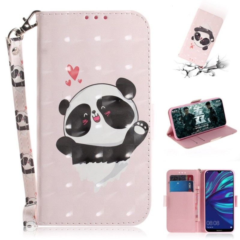 Leren Hoesje Huawei P30 Lite Panda Love Met String