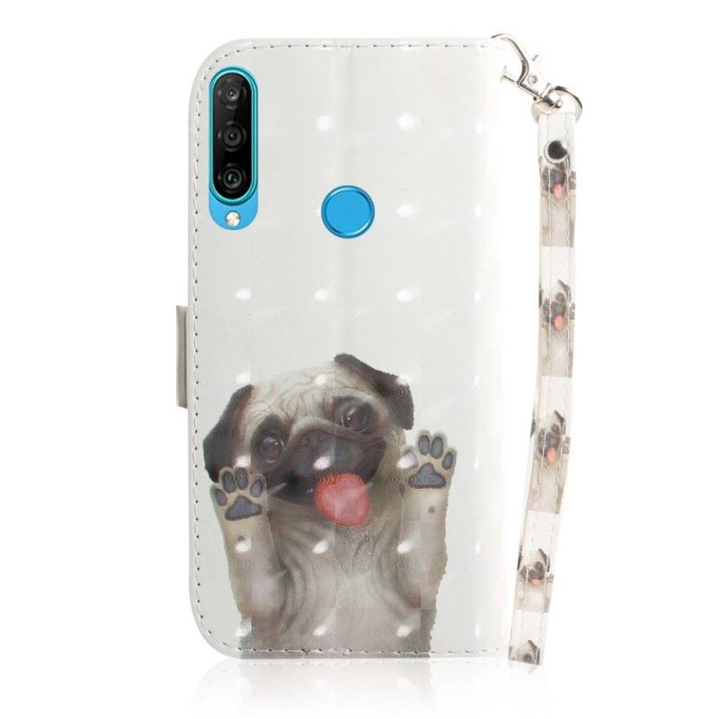 Leren Hoesje Huawei P30 Lite Telefoonhoesje Hou Van Mijn Hond Met String